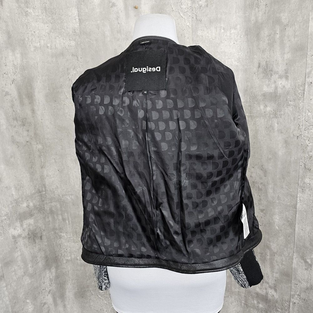 Desigual Womens 42 US10 Pakaian Jadi Wanita Faux Leather‎ Distressed Moto Jacket - Picture 8 of 11